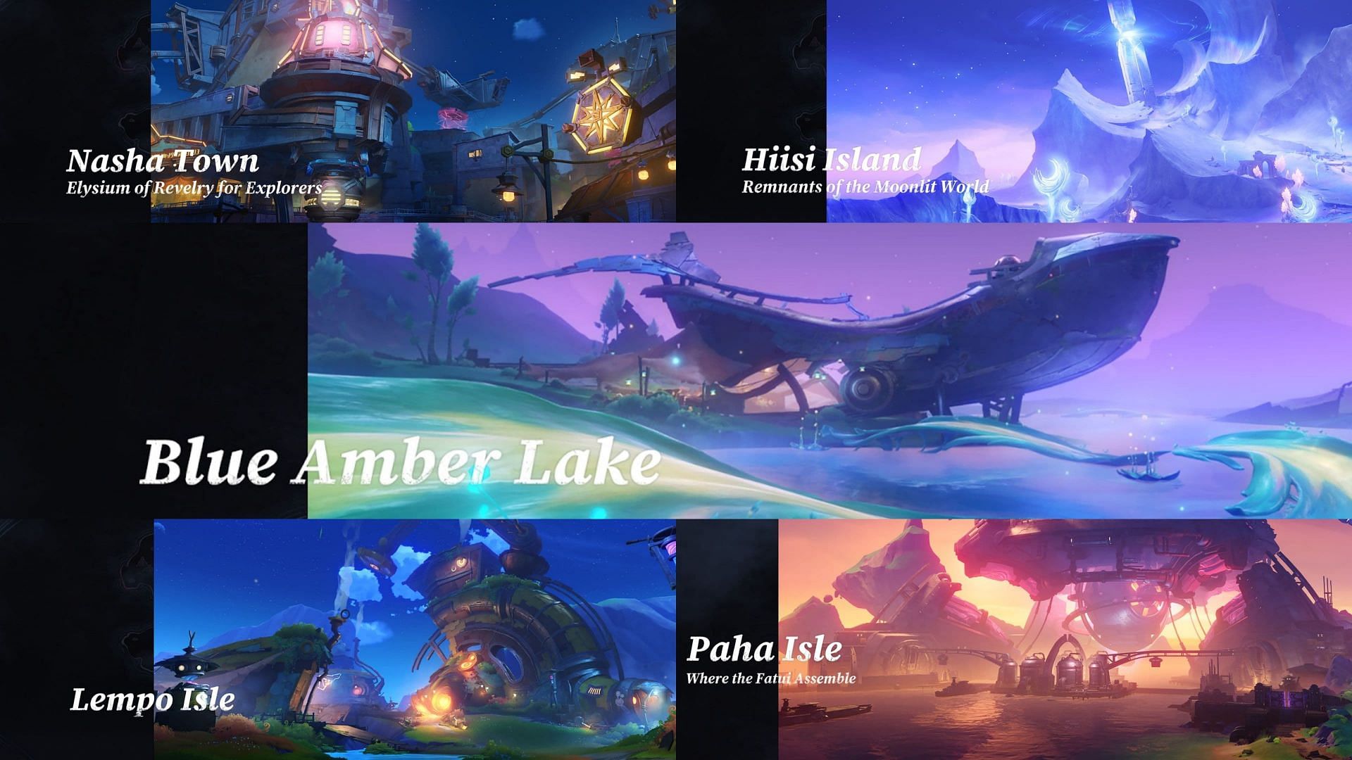 The five major locations of Nod-Krai (Image via HoYoverse)